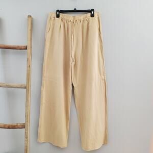 Women's Tan Wide Leg Lightweight Elastic Waist Pants Size 2XL